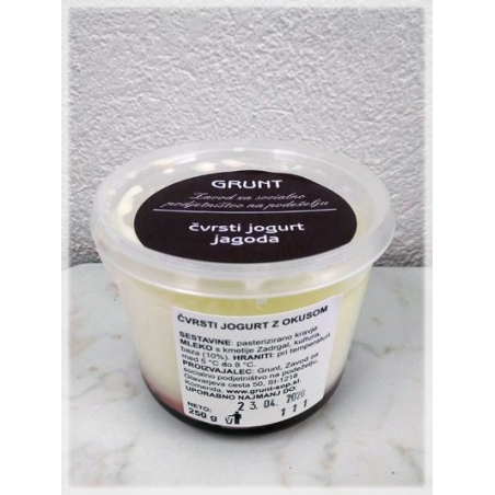 Čvrsti jogurt z okusom (Jagoda) - Kmetija Zadrgal